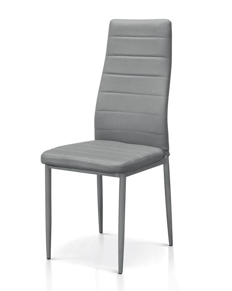  set 6 sedie moderne metallo ecopelle grigio 42,5x36x97,5 - Mobili 2G