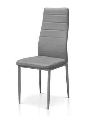 set 6 sedie moderne metallo ecopelle grigio 42,5x36x97,5 - Mobili 2G