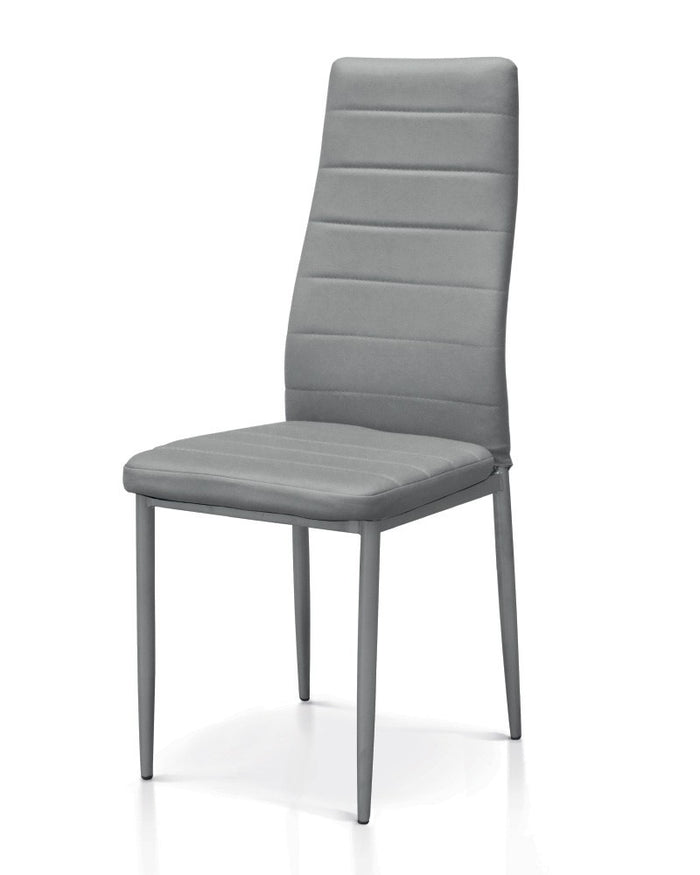  set 6 sedie moderne metallo ecopelle grigio 42,5x36x97,5 - Mobili 2G
