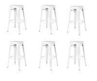 Set 6 sgabelli design metallo bianco invecchiato 43x43x76 - Mobili 2G