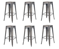 Set 6 sgabelli design metallo colore canna di fucile 43x43x76 - Mobili 2G