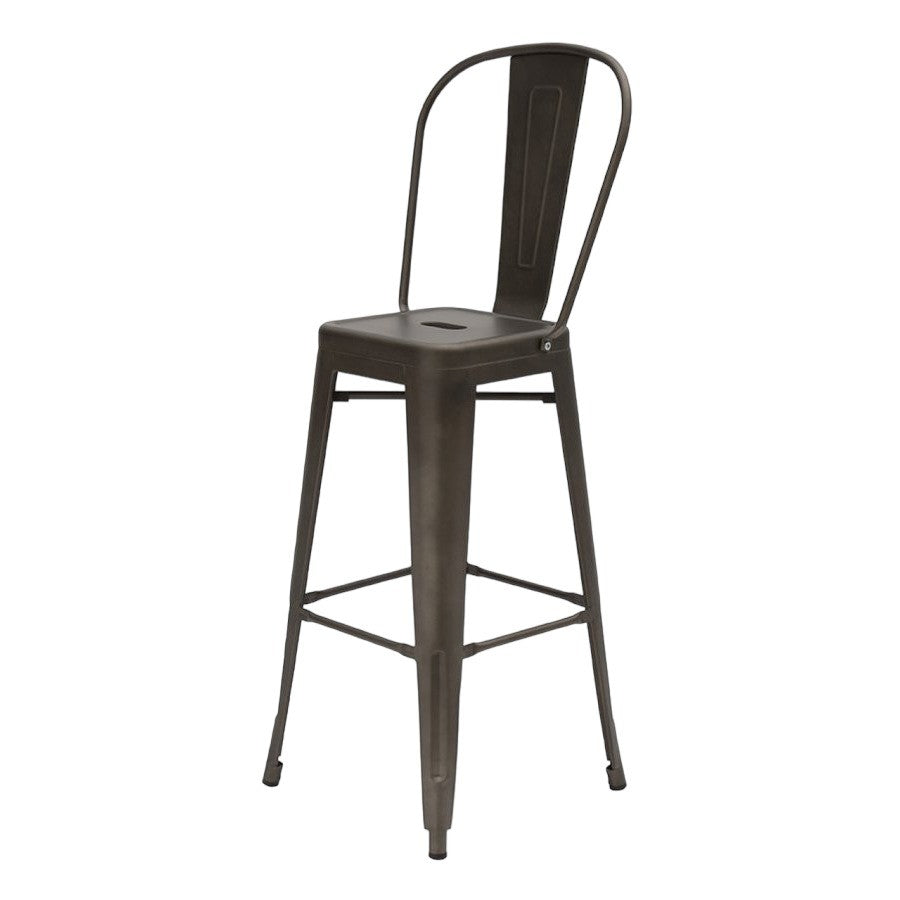 Set da 4 sgabelli moderni metallo colore canna di fucile l. 45 h. 120 p. 43 hs. 77