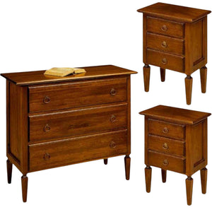 Set in legno como' 2 comodini arte povera tinta noce (175) - Mobili 2G