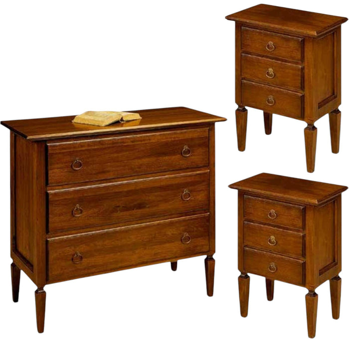 Set in legno como' 2 comodini arte povera tinta noce (175) - Mobili 2G