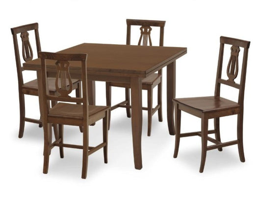 Set tavolo 100x100 legno allungabile quadrato con 4 sedie legno seduta legno - Mobili 2G