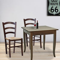 Set tavolo quadrato fisso bar cucina 70x70 con 2 sedie legno seduta paglia - Mobili 2G