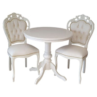Set tavolo rotondo bianco 80x78 con 2 sedie capitonnè ecopelle - Mobili 2G
