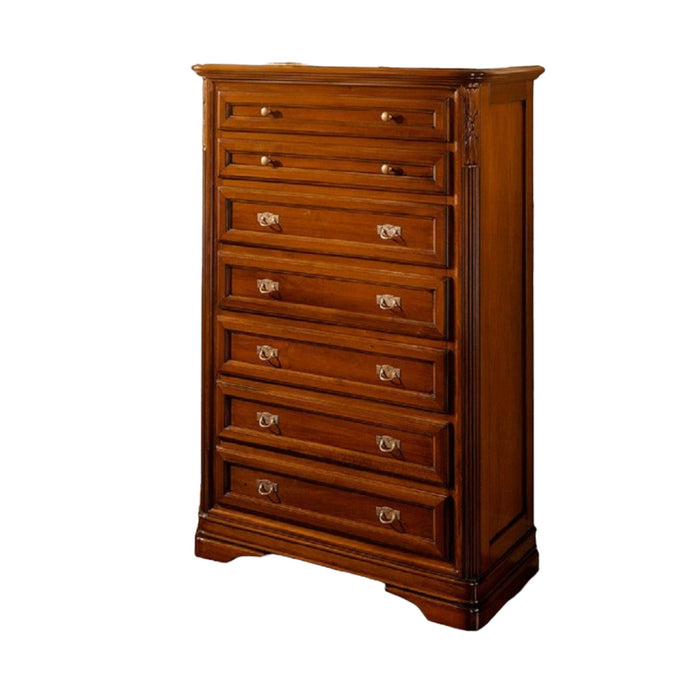 Settimanale classico 7 cassetti in legno massello tinta noce l.85 p.42 h.128 - Mobili 2G