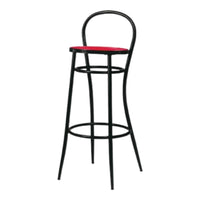 Sgabello acciaio nero con ecopelle rossa 41x44x97 - Mobili 2G