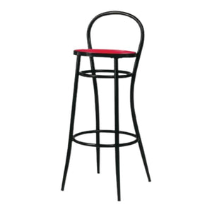 Sgabello acciaio nero con ecopelle rossa 41x44x97 - Mobili 2G