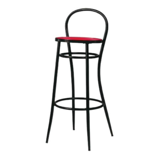 Sgabello acciaio nero con ecopelle rossa 41x44x97 - Mobili 2G