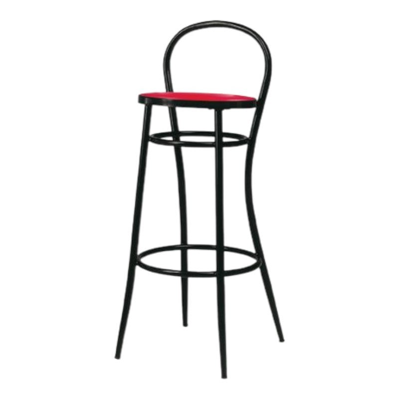 Sgabello acciaio nero con ecopelle rossa 41x44x97 - Mobili 2G