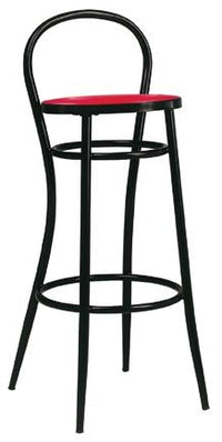 Sgabello acciaio nero con ecopelle rossa 41x44x97 - Mobili 2G