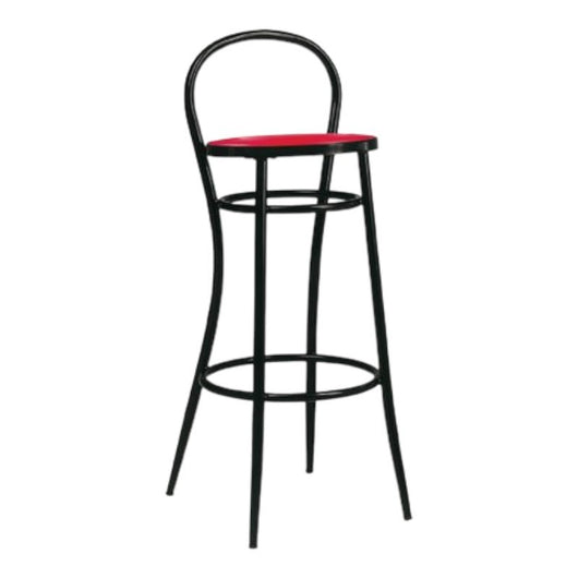 Sgabello acciaio nero con ecopelle rossa 41x44x97 - Mobili 2G