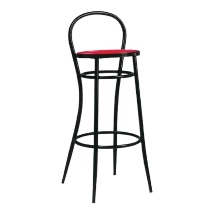 Sgabello acciaio nero con ecopelle rossa 41x44x97 - Mobili 2G