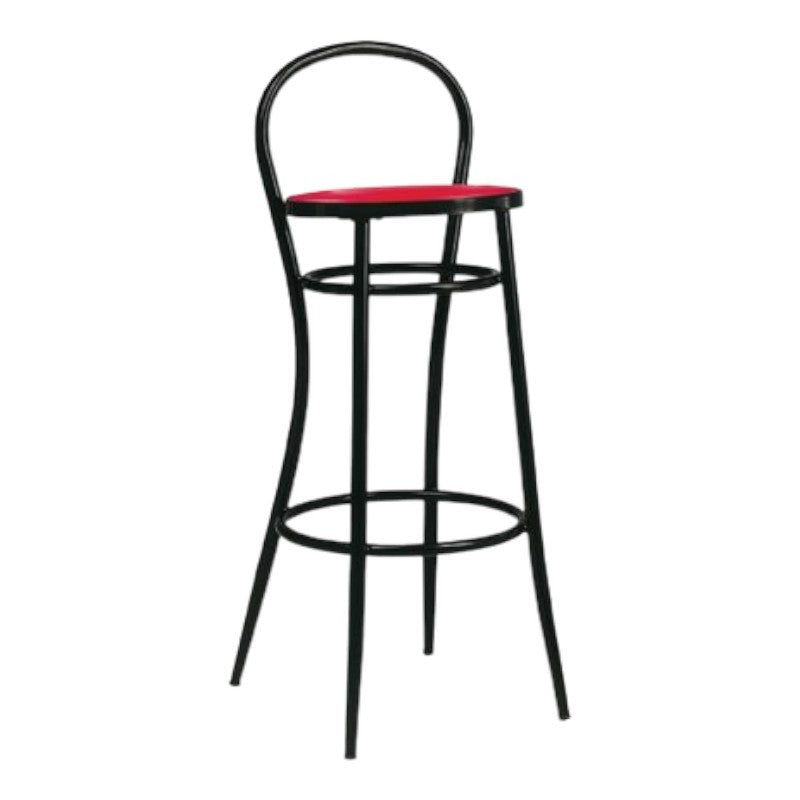 Sgabello acciaio nero con ecopelle rossa 41x44x97 - Mobili 2G
