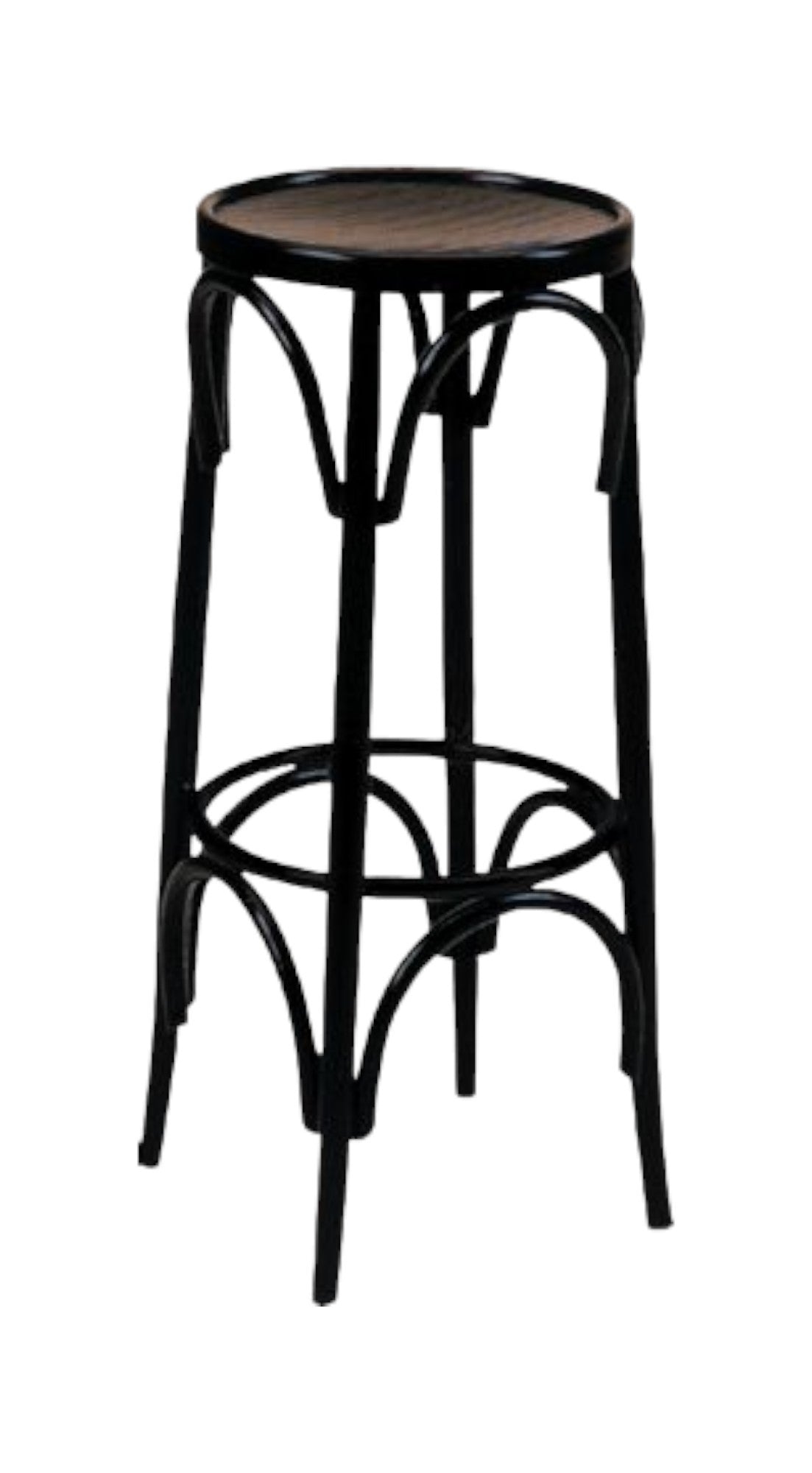 Sgabello bistrot legno laccato nero seduta legno 36x36x72 - Mobili 2G