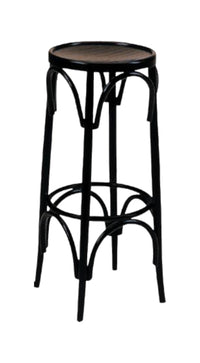 Sgabello bistrot legno laccato nero seduta legno 36x36x72 - Mobili 2G