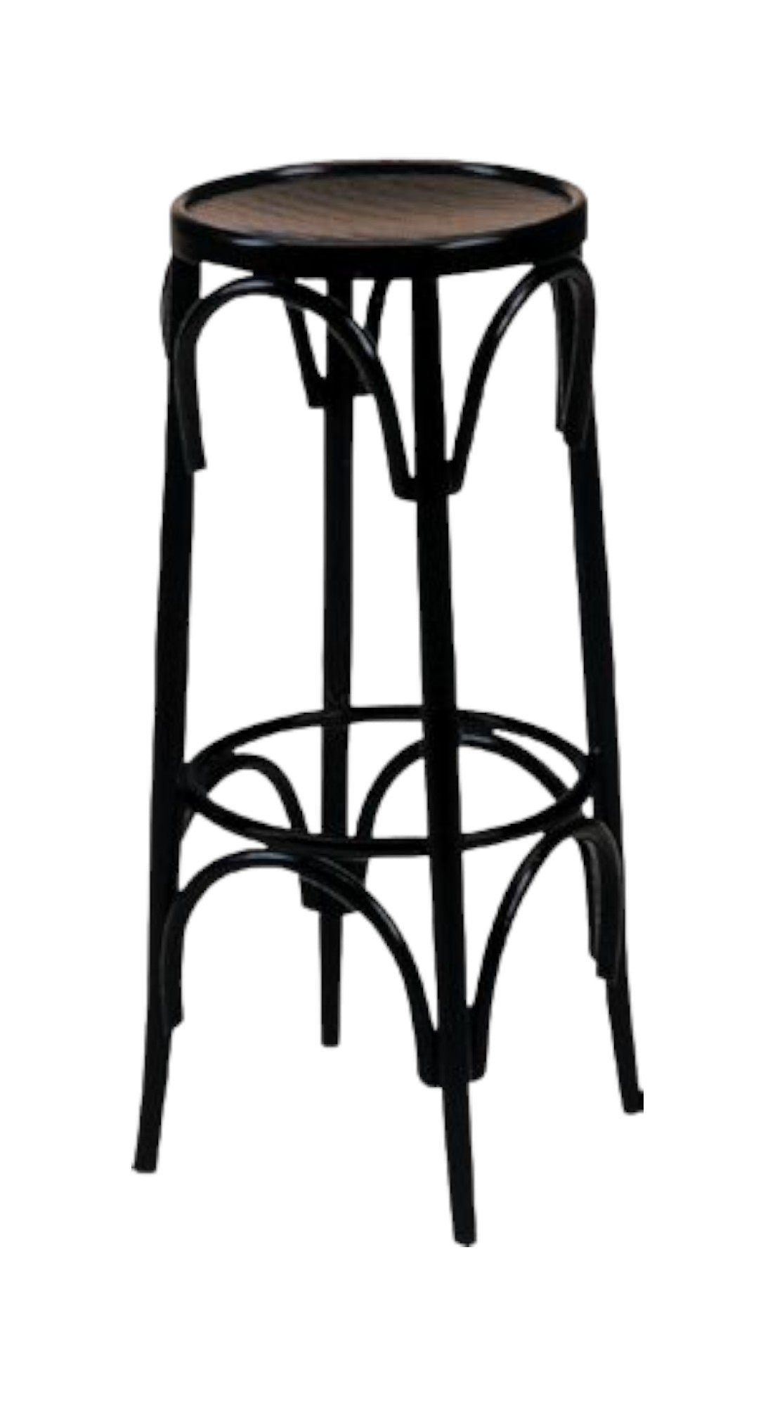 Sgabello bistrot legno laccato nero seduta legno 36x36x72 - Mobili 2G