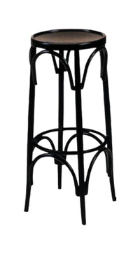 Sgabello bistrot legno laccato nero seduta legno 36x36x72 - Mobili 2G