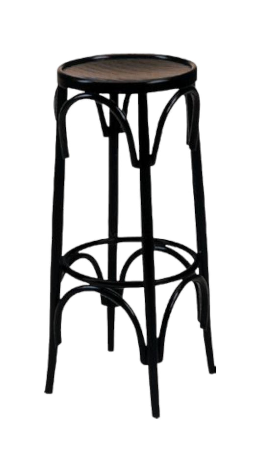 Sgabello bistrot legno laccato nero seduta legno 36x36x72 - Mobili 2G