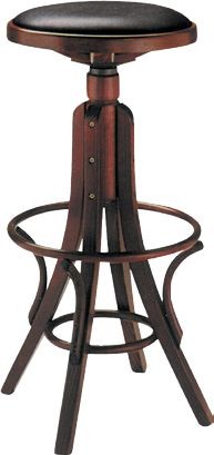 Sgabello girevole classico legno noce ecopelle nera 40x40x80 - Mobili 2G