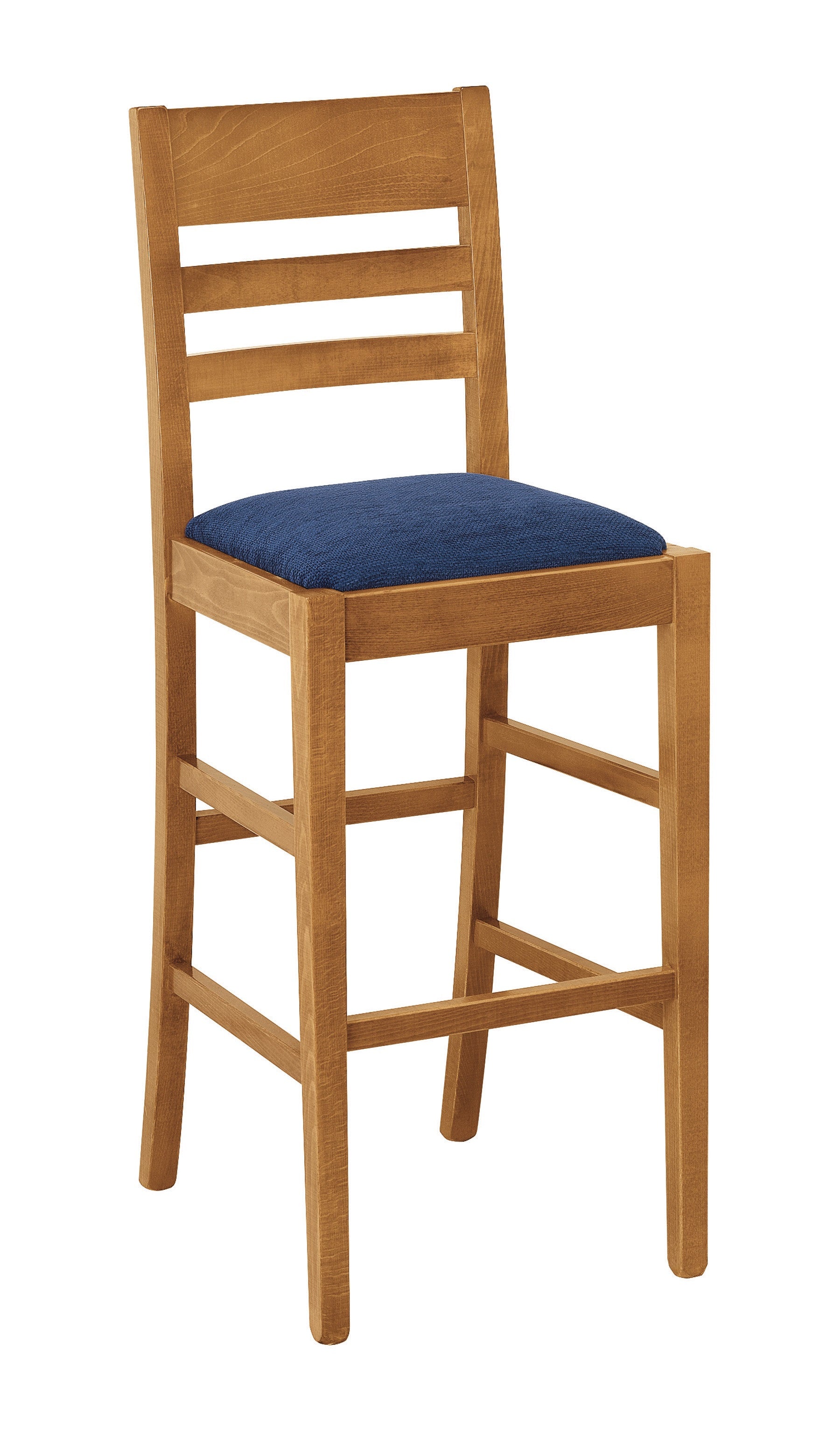 Sgabello in legno massello imbottito tinta naturale