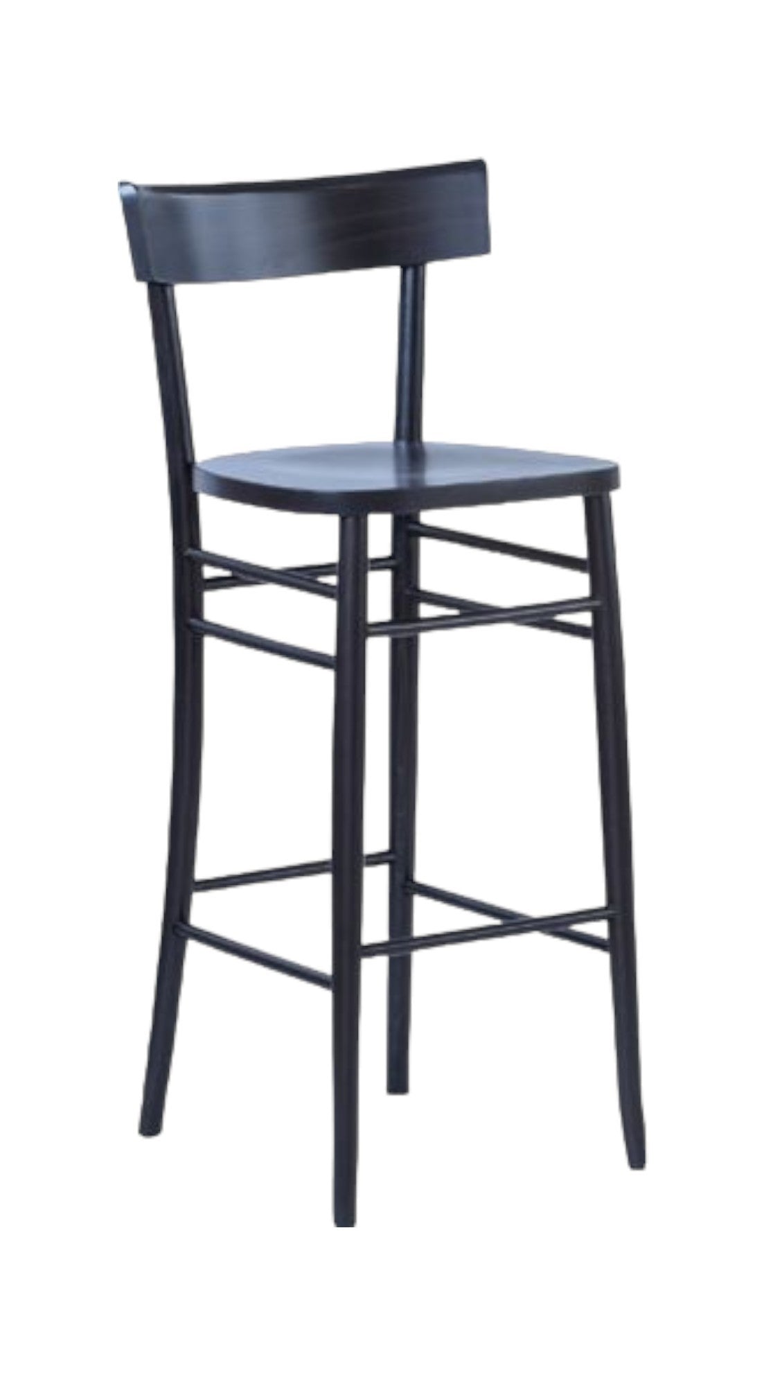 Sgabello legno laccato nero seduta legno 47x47x106 - Mobili 2G