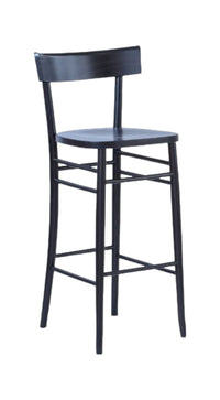 Sgabello legno laccato nero seduta legno 47x47x106 - Mobili 2G