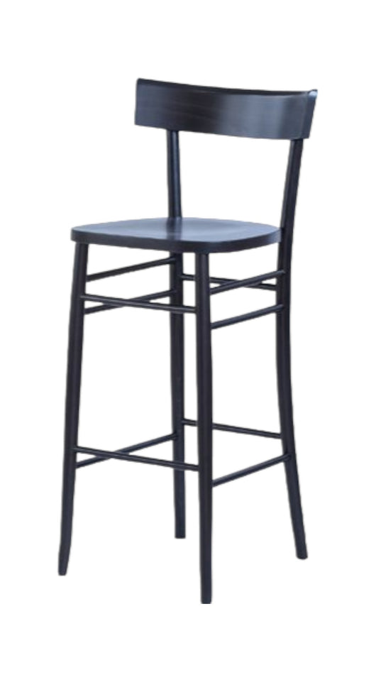 Sgabello legno laccato nero seduta legno 47x47x106 - Mobili 2G