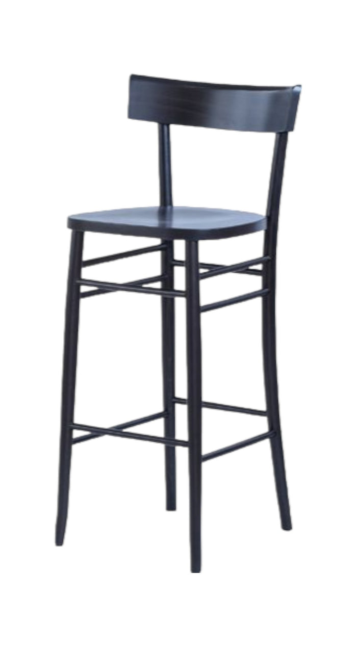 Sgabello legno laccato nero seduta legno 47x47x106 - Mobili 2G