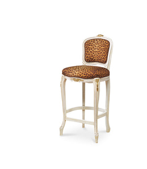 Sgabello shabby chic in legno imbottito maculato