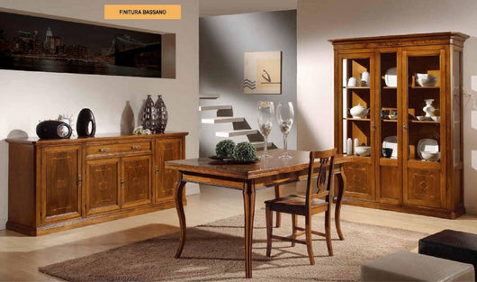 Soggiorno arte povera con intarsio in legno tinta noce - Mobili 2G