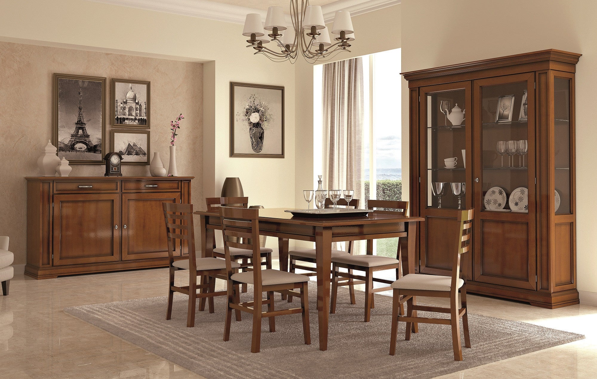 Soggiorno arte povera in legno con intarsio tinta noce - Mobili 2G