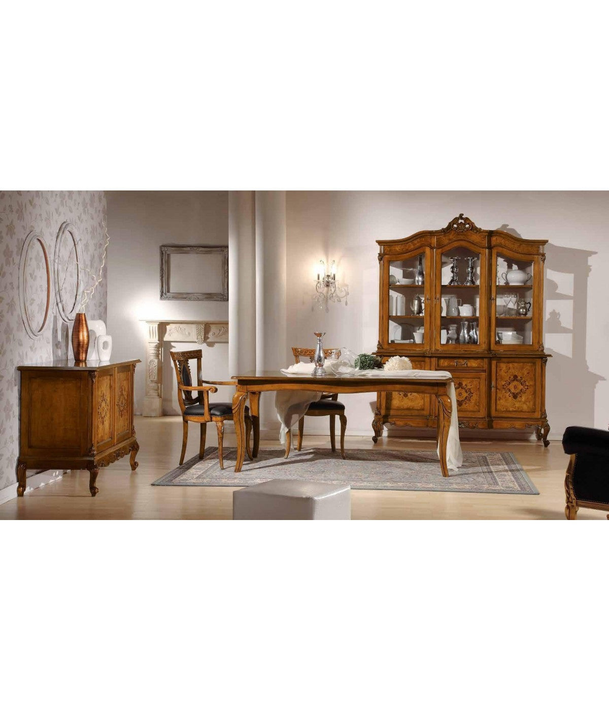 Soggiorno classico 700 - luigi xv in legno tinta noce