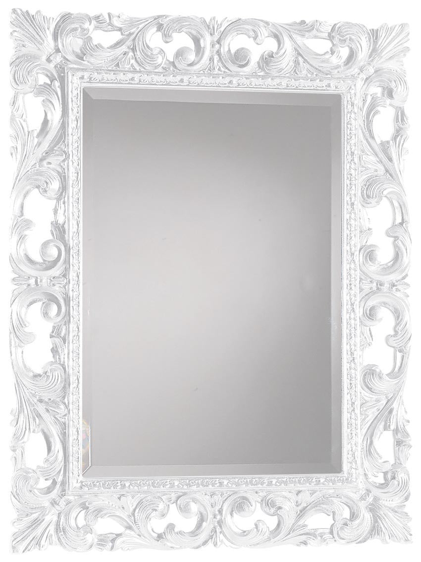 Specchiera barocca intagliata bianco lucida  l.74 p.3 h.94