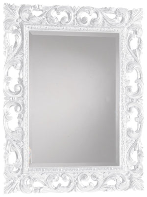 Specchiera barocca intagliata bianco lucida  l.74 p.3 h.94