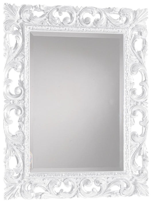 Specchiera barocca intagliata bianco lucida  l.74 p.3 h.94