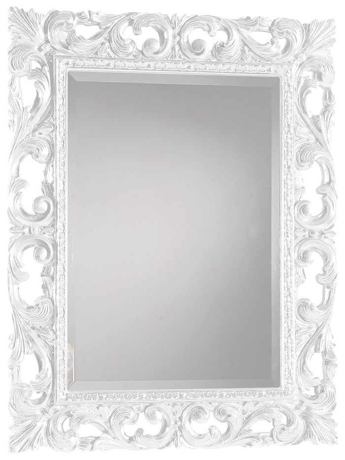 Specchiera barocca intagliata bianco lucida  l.74 p.3 h.94