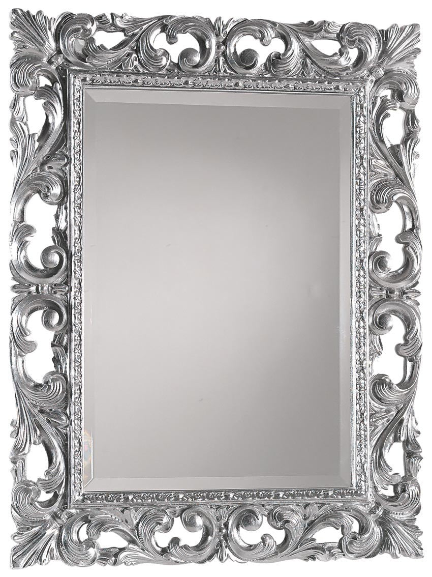 Specchiera barocca intagliata in foglia argento l.74 p.3 h.94