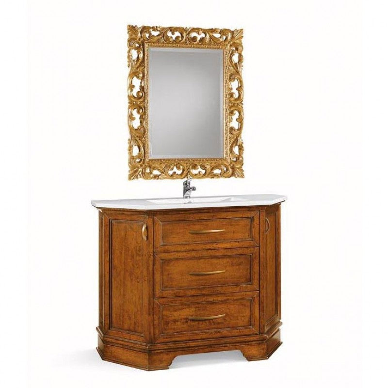 Specchiera barocca intagliata in foglia oro l.74 p.3 h.94