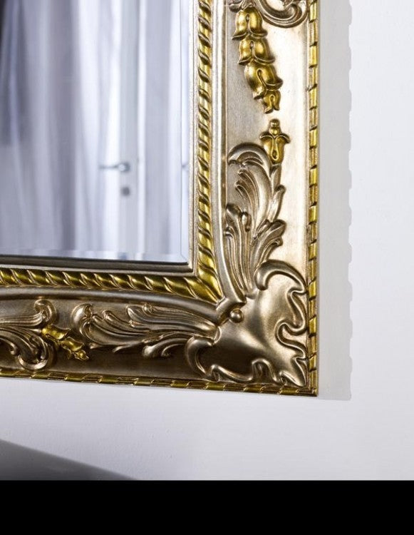 Specchiera in foglia argento con particolari mecca rettangolare misure: 96 x 126 x 5