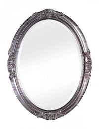 Specchiera in foglia argento ovale- misure: 72 x 92 x 5,5