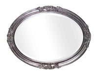 Specchiera in foglia argento ovale- misure: 72 x 92 x 5,5