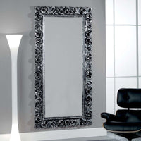 Specchiera intagliata argento/nero invecchiata l.107xp.5 h.207