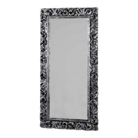 Specchiera intagliata argento/nero invecchiata l.107xp.5 h.207