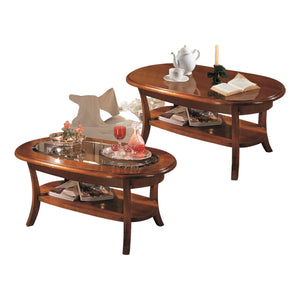 Tavolino arte povera ovale in legno tinta noce l.110 p.60 h.48 - Mobili 2G