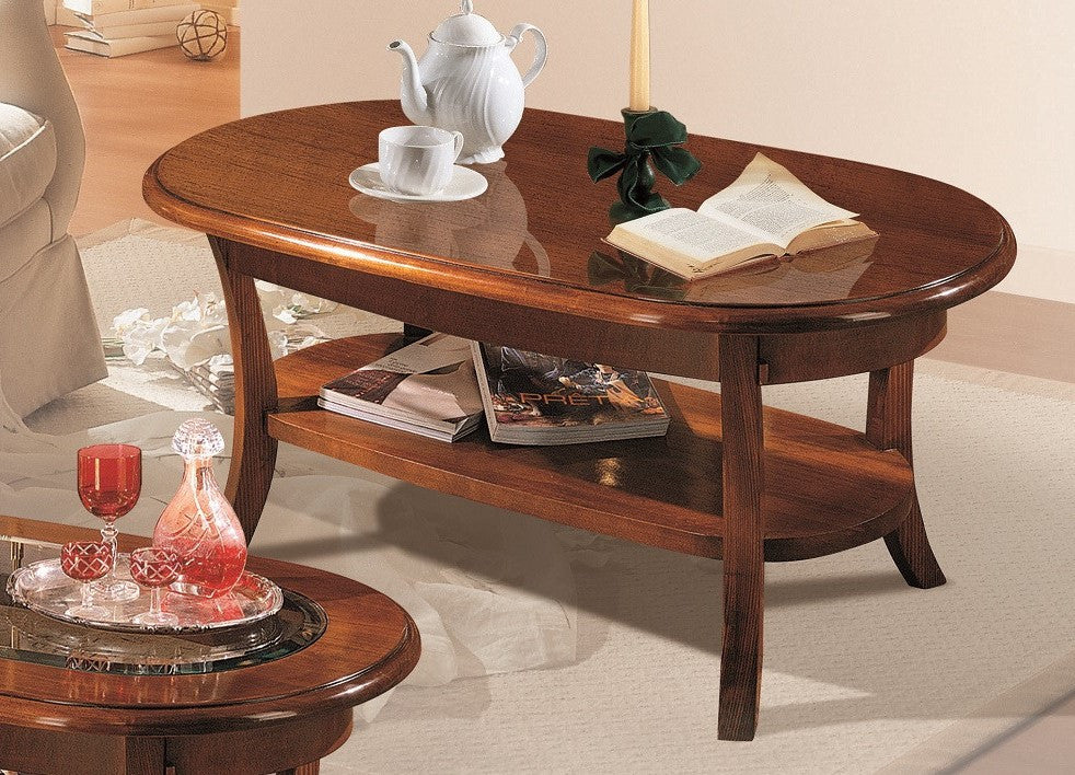 Tavolino arte povera ovale in legno tinta noce l.110 p.60 h.48 - Mobili 2G