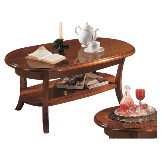 Tavolino arte povera ovale in legno tinta noce l.110 p.60 h.48 - Mobili 2G