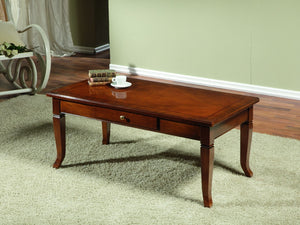 Tavolino arte povera rettangolare in legno massello tinta noce 105x55x47